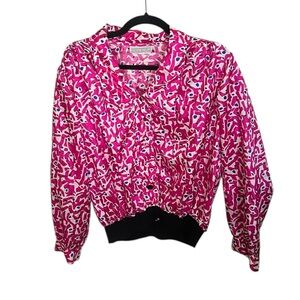 Jessica Michelle long sleeve elastic waist button up retro shirt size small